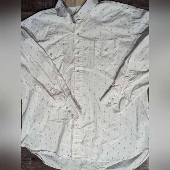 Ely Cattleman White Aztec Pearl Snap Shirt Mens 2XL Cowboy Western Long Sleeve - Picture 2 of 15